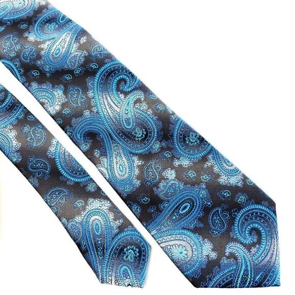Alexander Julian‎ Colours Polyester Gray Teal Paisley Tie - Picture 1 of 6